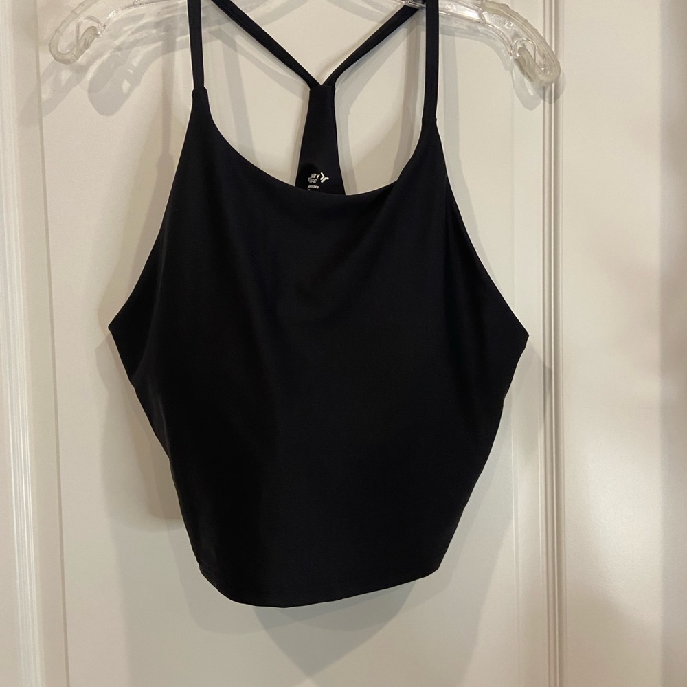Old Navy cropped athletic tank with built in bra size XL black